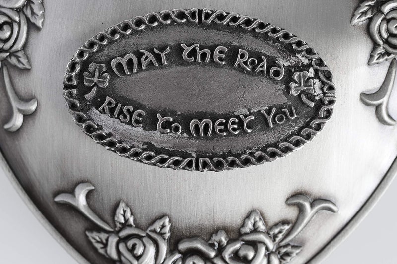 Biddy Murphy Irish Gifts Irish Jewelry Box Heart-Shaped May the Road Rise Medallion Pewter Made in Ireland - Image 3
